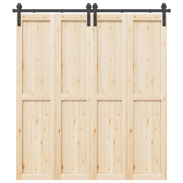 vidaXL Sliding Door Hardware Kit 78.7 " Steel Black