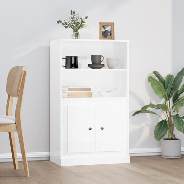 vidaXL Highboard High gloss white Engineered wood 23.6 x 14.0 x 40.7 in
