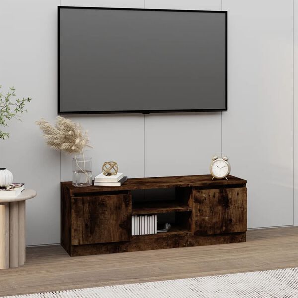 vidaXL TV Cabinet With Door Smoked Oak Engineered Wood Standard