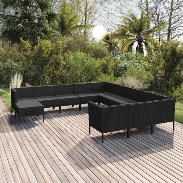 vidaXL Garden Lounge Set Black