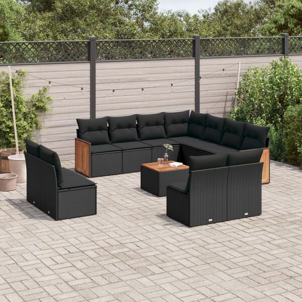 vidaXL Garden Sofa Set Black