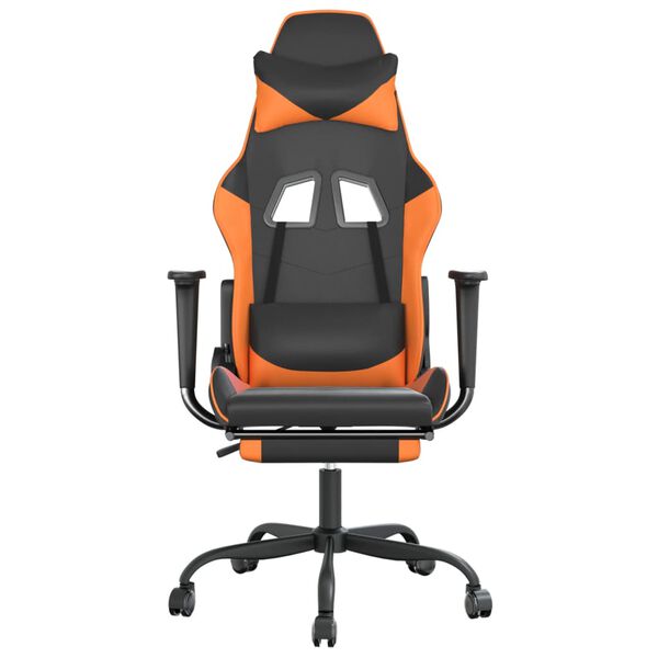 vidaXL Gaming Chair Black and Orange Faux leather, metal, plywood, foam