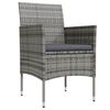 vidaXL Garden Dining Set Grey and Black PE Rattan 5 Piece Set Durable