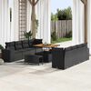 vidaXL Garden Sofa Set with Cushion 11 pcs Black Poly Rattan