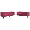 vidaXL 2 Piece Chesterfield Sofa Set with Bolsters Wine Red Velvet
