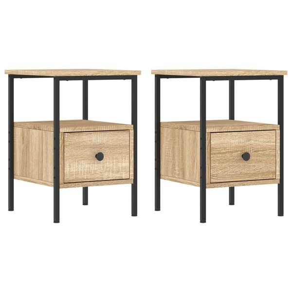 vidaXL Bedside Cabinet Set of 2 Sonoma Oak Engineered wood, iron Medium