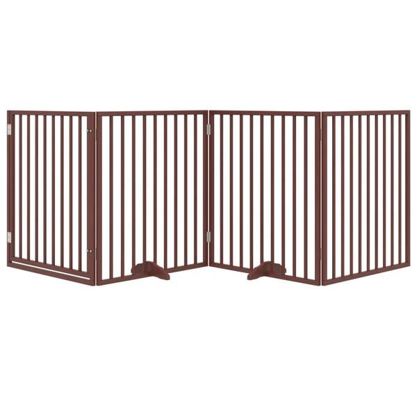 vidaXL Dog Gate Set of 4 Brown Poplar Wood 126 in total length