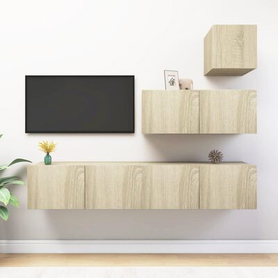 vidaXL 4 Piece TV Stand Set Sonoma Oak Engineered Wood