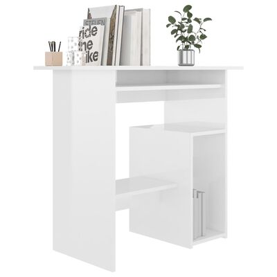 vidaXL Desk High Gloss White 31.5" x 17.7" x 29.1" Engineered Wood