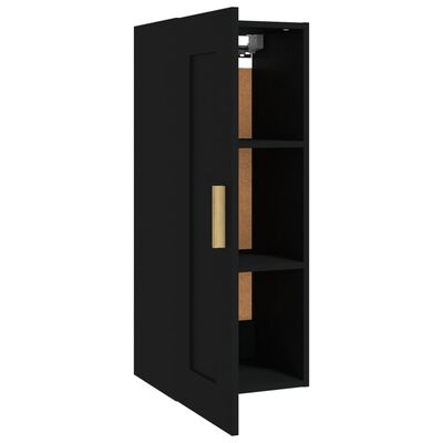 vidaXL Wall Cabinet Black 13.8"x13.4"x35.4" Engineered Wood