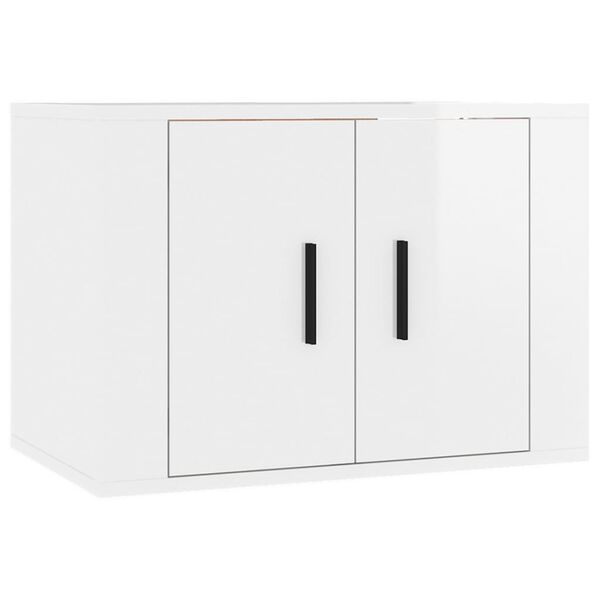 vidaXL TV Cabinet Set Set of 2 High gloss white Engineered wood
