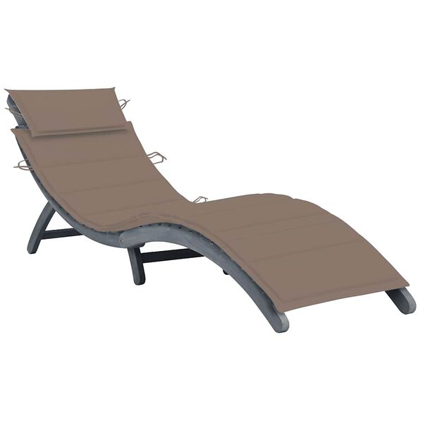 vidaXL Sun Lounger Gray Solid acacia wood Large Foldable Sun Lounger