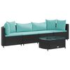 vidaXL Patio Sofa Set Set of 4 Black, Water blue