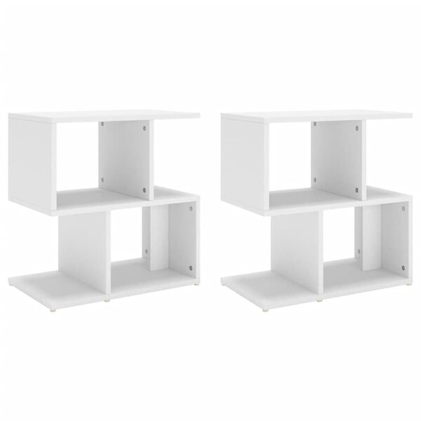 vidaXL Bedside Cabinet Set of 2 White Engineered Wood Bedside Cabinet