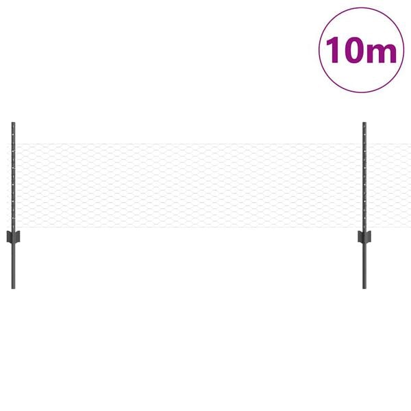 vidaXL Fence with Post Grey 1.64 x 32.81 ft Steel and PVC