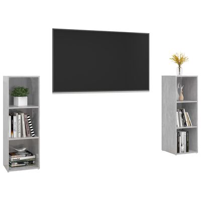 vidaXL TV Cabinets 2 pcs Concrete Gray 42.1"x13.8"x14.6" Engineered Wood