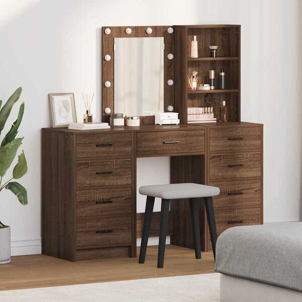 vidaXL Dressing Table 3 pcs Brown 40 x 41 x 135 cm Engineered wood