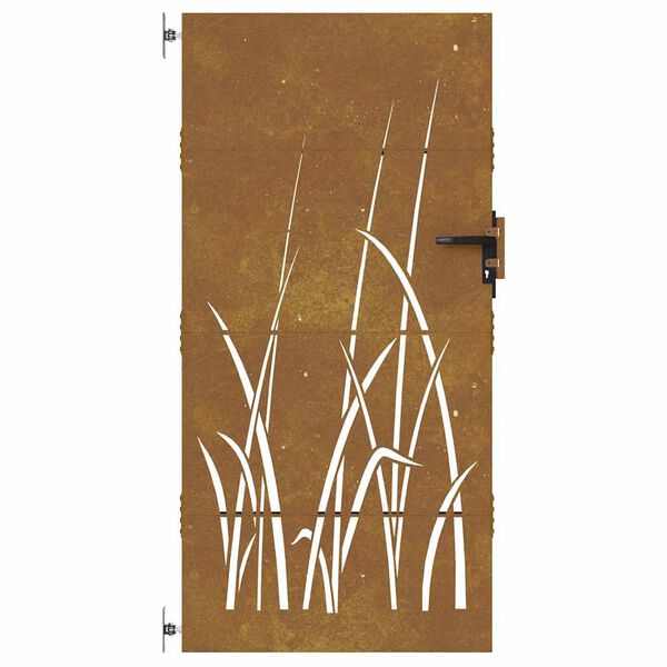 vidaXL Garden Gate 33.5x78.7" Corten Steel Grass Design
