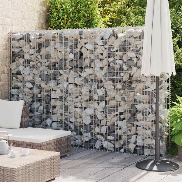 vidaXL Gabion Wall with Covers Galvanized Steel 118.1"x11.8"x78.7"