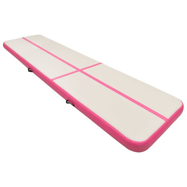 vidaXL Inflatable Gymnastics Mat with Pump 275.6x39.4x7.9" PVC Pink