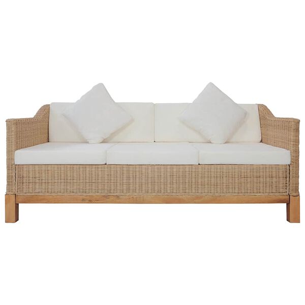 vidaXL Sofa Set Natural Natural rattan Medium Washable Covers Sofa Set
