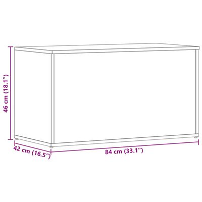 Technical diagram with dimensions for the storage chest: width 84 cm, depth 42 cm, height 46 cm