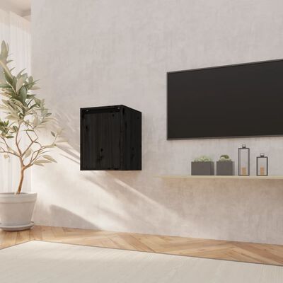 vidaXL Wall Cabinet Black 11.8"x11.8"x15.7" Solid Wood Pine
