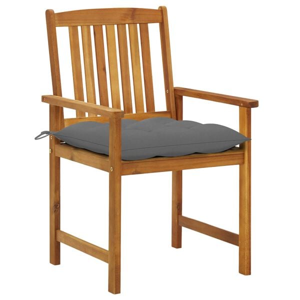 vidaXL Patio Chair Set of 4 Natural Wood Solid Acacia Wood Standard
