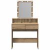 vidaXL Dressing Table Black oak 80 x 41 x 144.5 cm Engineered wood