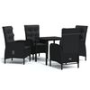 vidaXL Garden Dining Set Black PE rattan 31.5 in x 31.5 in x 29.1 in