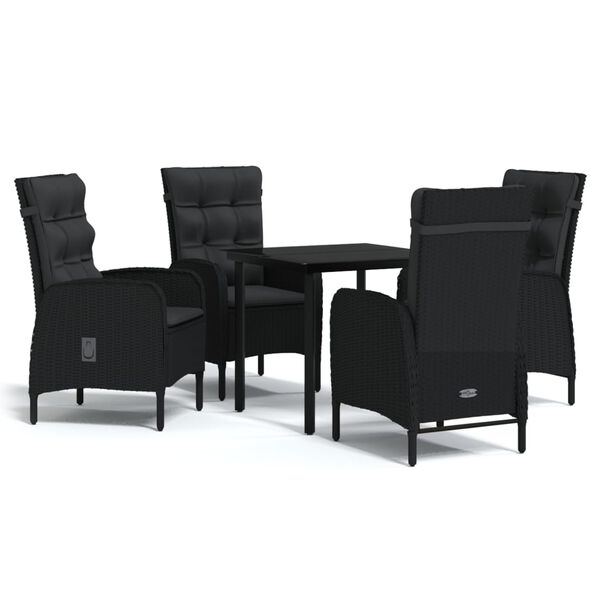 vidaXL Garden Dining Set Black PE rattan 31.5 in x 31.5 in x 29.1 in