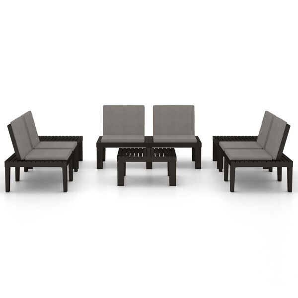 vidaXL Garden Lounge Set Grey Plastic Large Stackable