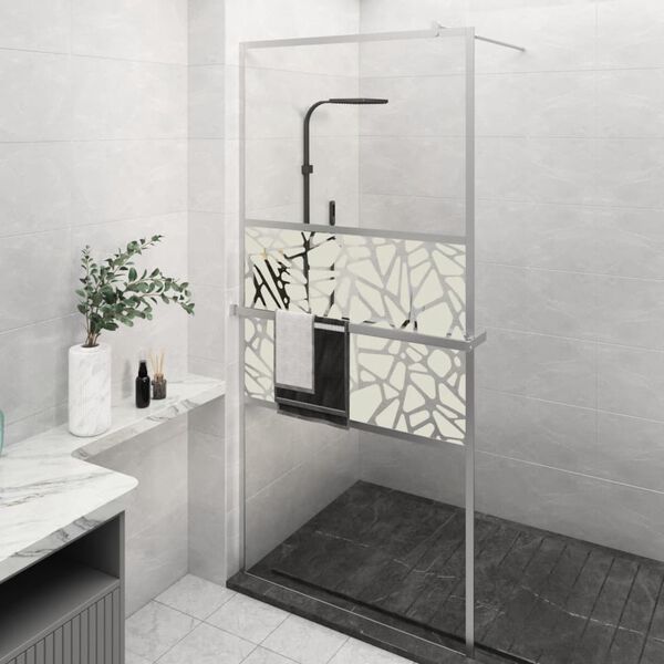 vidaXL Walk-in Shower Wall with Shelf Chrome 39.4x76.8" ESG Glass&Aluminium