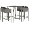 vidaXL Garden Bar Set Grey PE rattan Standard Footrest Garden Bar Set