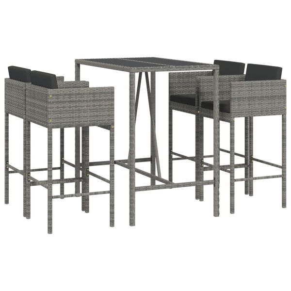 vidaXL Garden Bar Set Grey PE rattan Standard Footrest Garden Bar Set