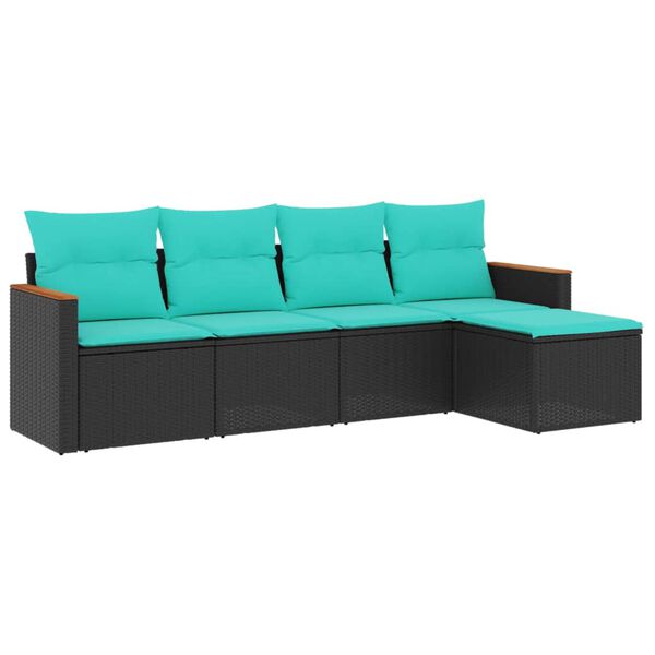 vidaXL Garden Sofa Set Black, Blue