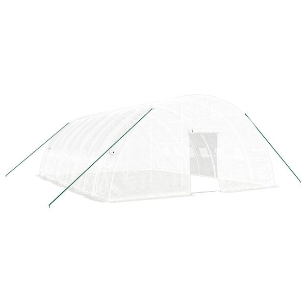 vidaXL Greenhouse White Polyethylene, Galvanized Steel Large