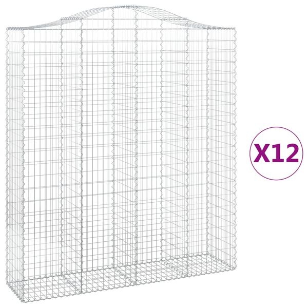 vidaXL Arched Gabion Baskets 12 pcs 78.7x19.7x220/240" Galvanised Iron