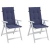vidaXL Highback Chair Cushion Set of 2 Navy Blue 100% polyester