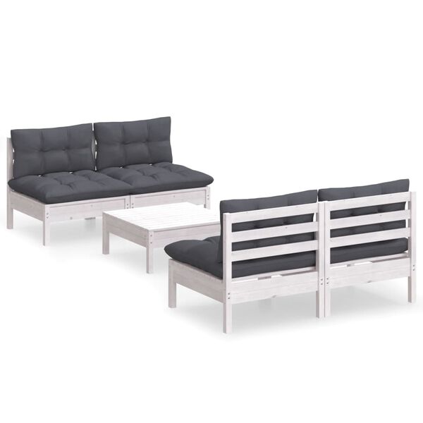 vidaXL Garden Lounge Set White, Anthracite