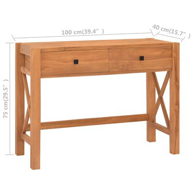 vidaXL Desk with 2 Drawers 39.4"x15.7"x29.5" Recycled Teak Wood
