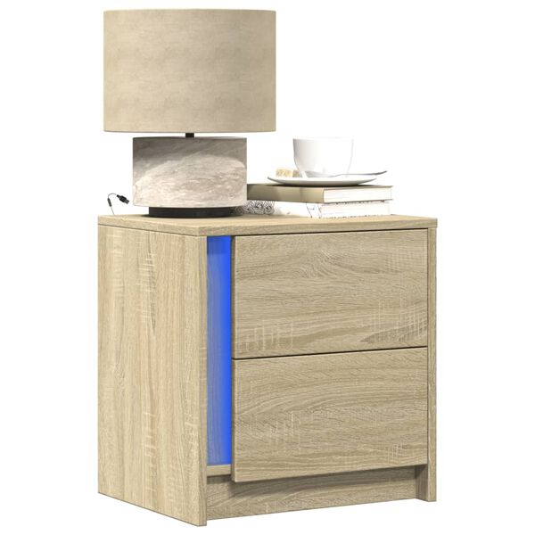 vidaXL Bedside Cabinet Sonoma Oak Engineered wood Compact