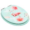 vidaXL WC Toilet Seat with Soft Close Lid MDF Flamingo Design