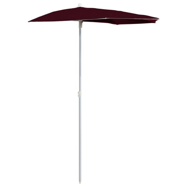 vidaXL Garden Half Parasol with Pole 70.9"x35.4" Bordeaux Red