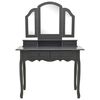 vidaXL Dressing Table Set with Stool Grey 39.4x15.7x57.5" Paulownia Wood