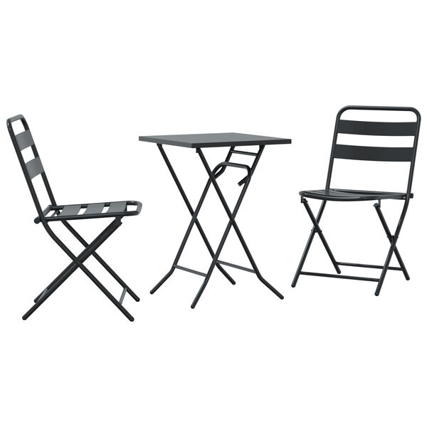 vidaXL Garden Bistro Set Folding 3 pcs Anthracite Steel