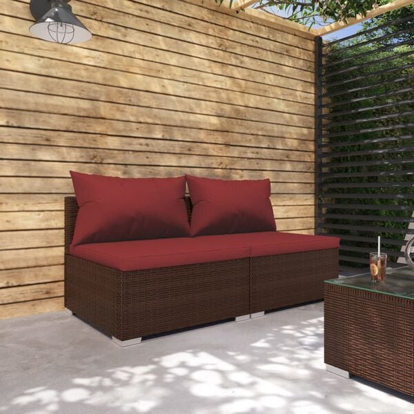 vidaXL Garden Lounge Set Brown and Cinnamon Red