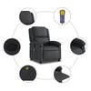 vidaXL Massage Recliner Chair Black Real leather, metal, plywood Large