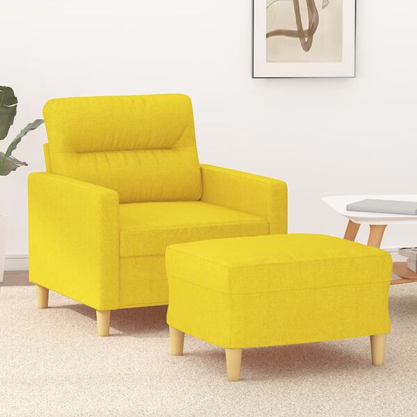 vidaXL Sofa Chair With Footstool Light Yellow