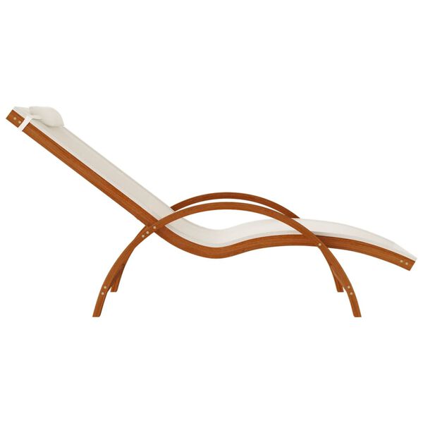 vidaXL Sun Lounger White Textilene and solid poplar wood Standard